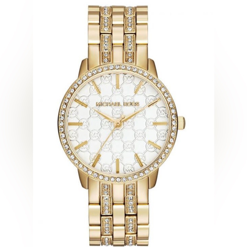 Michael Kors Women’s Quartz Gold Stainless Steel White Dial 35mm Watch MK3214
